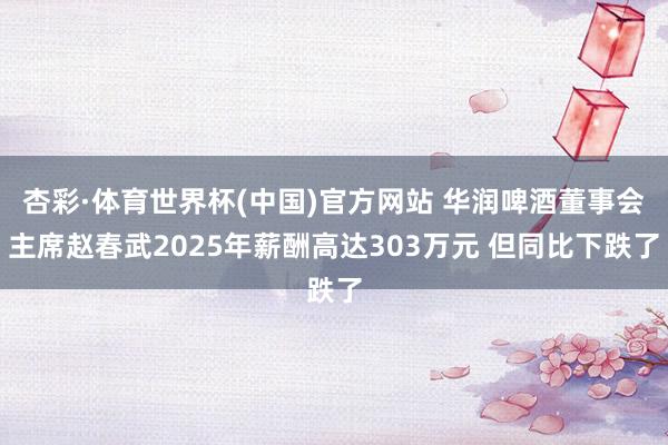 杏彩·体育世界杯(中国)官方网站 华润啤酒董事会主席赵春武2025年薪酬高达303万元 但同比下跌了