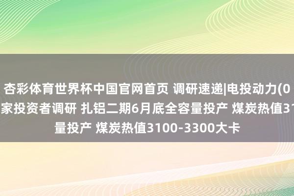 杏彩体育世界杯中国官网首页 调研速递|电投动力(002128)采纳多家投资者调研 扎铝二期6月底全容量投产 煤炭热值3100-3300大卡
