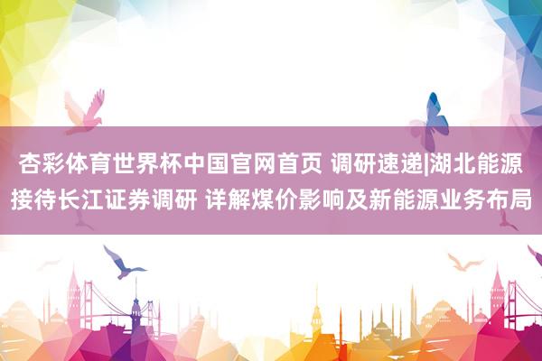 杏彩体育世界杯中国官网首页 调研速递|湖北能源接待长江证券调研 详解煤价影响及新能源业务布局