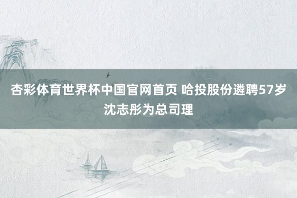 杏彩体育世界杯中国官网首页 哈投股份遴聘57岁沈志彤为总司理