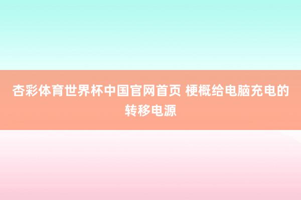 杏彩体育世界杯中国官网首页 梗概给电脑充电的转移电源