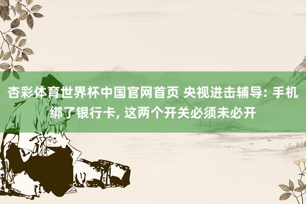 杏彩体育世界杯中国官网首页 央视进击辅导: 手机绑了银行卡， 这两个开关必须未必开
