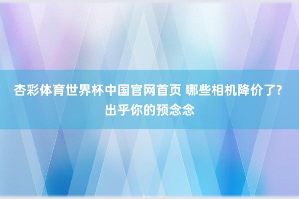 杏彩体育世界杯中国官网首页 哪些相机降价了? 出乎你的预念念