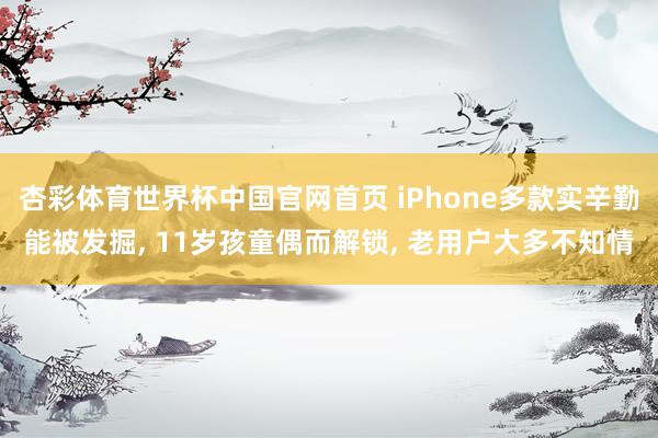 杏彩体育世界杯中国官网首页 iPhone多款实辛勤能被发掘， 11岁孩童偶而解锁， 老用户大多不知情