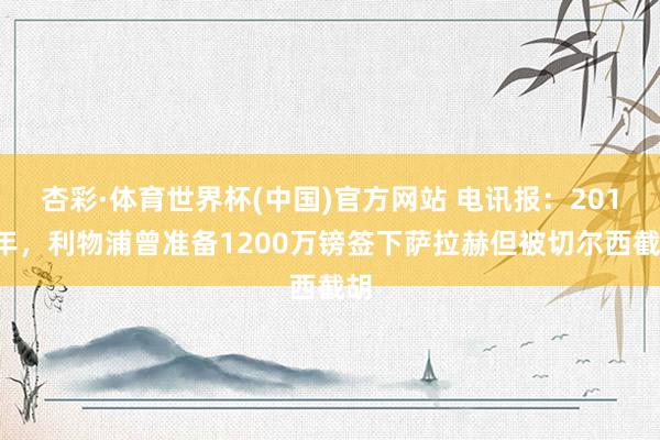 杏彩·体育世界杯(中国)官方网站 电讯报：2014年，利物浦曾准备1200万镑签下萨拉赫但被切尔西截胡